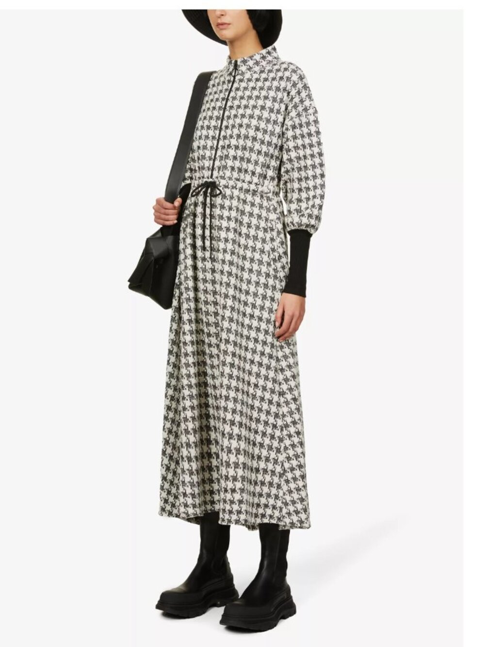 Me + Em Funnel-neck Jacquard Cotton Blend Maxi Dress